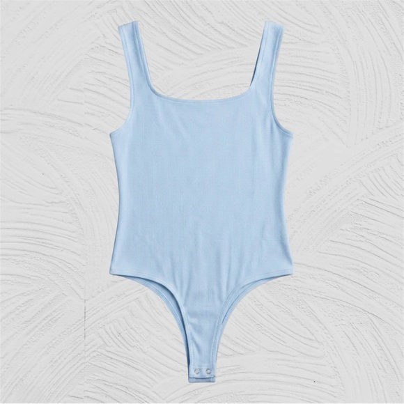 Light Blue Ribbed Bodysuit - Picture 1 of 2